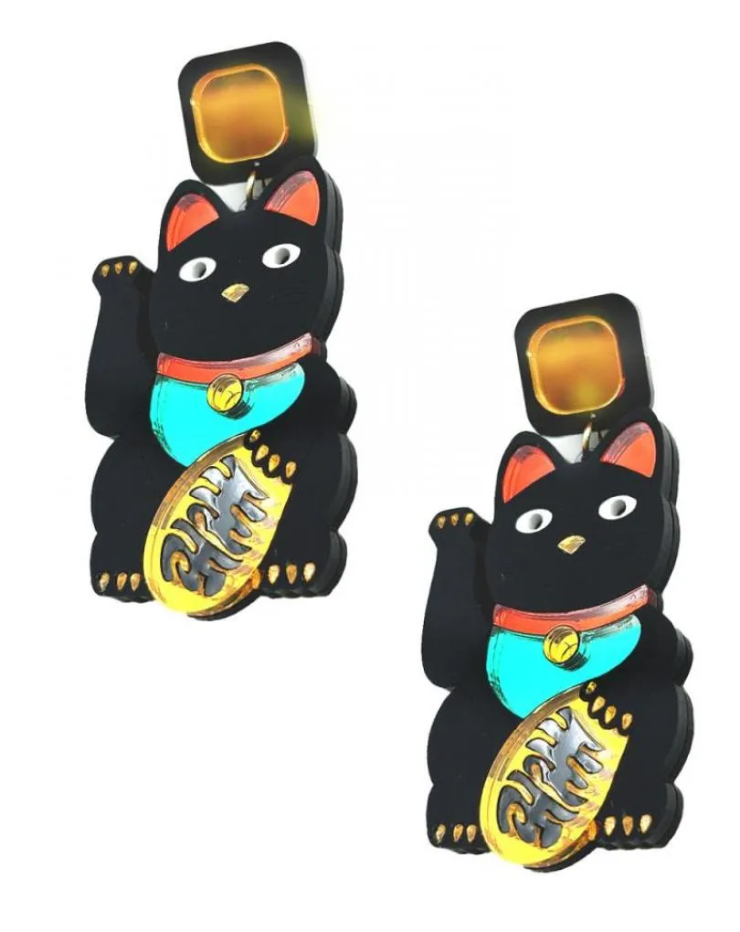 PENDIENTES DE LA SUERTE MUJER CON EL GATO JAPONES MANEKI NEKO