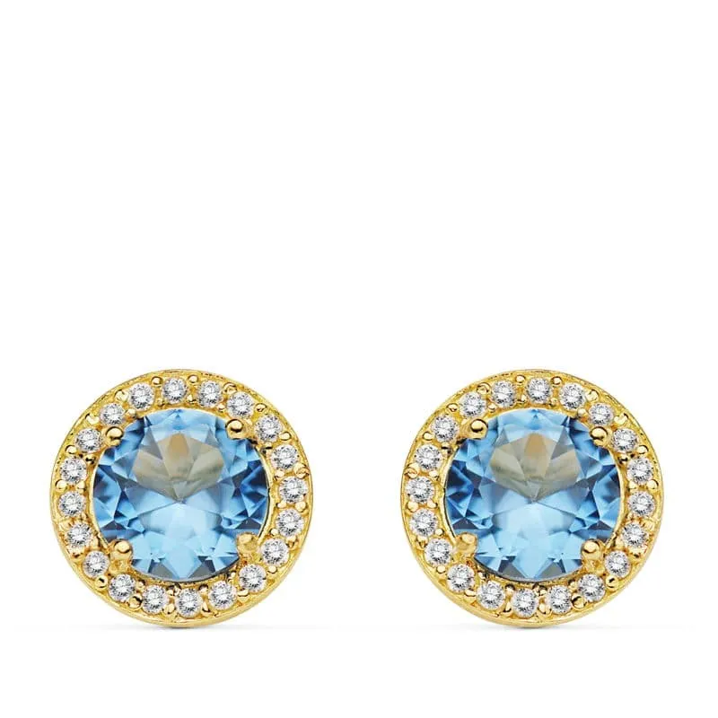 Pendientes oro 18k azul claro