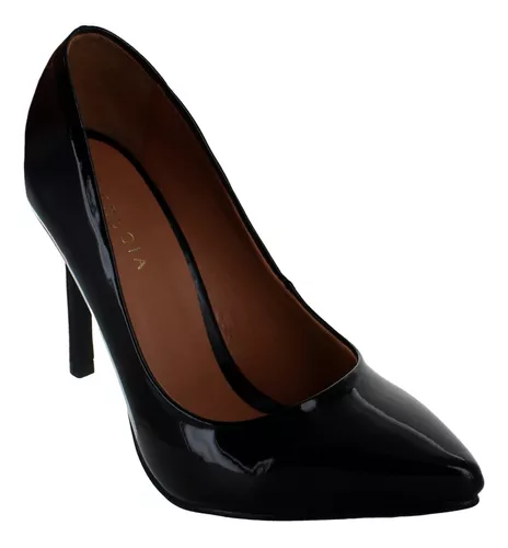 Perugia Zapatilla Moda Elegante Charol Negro Mujer 82446