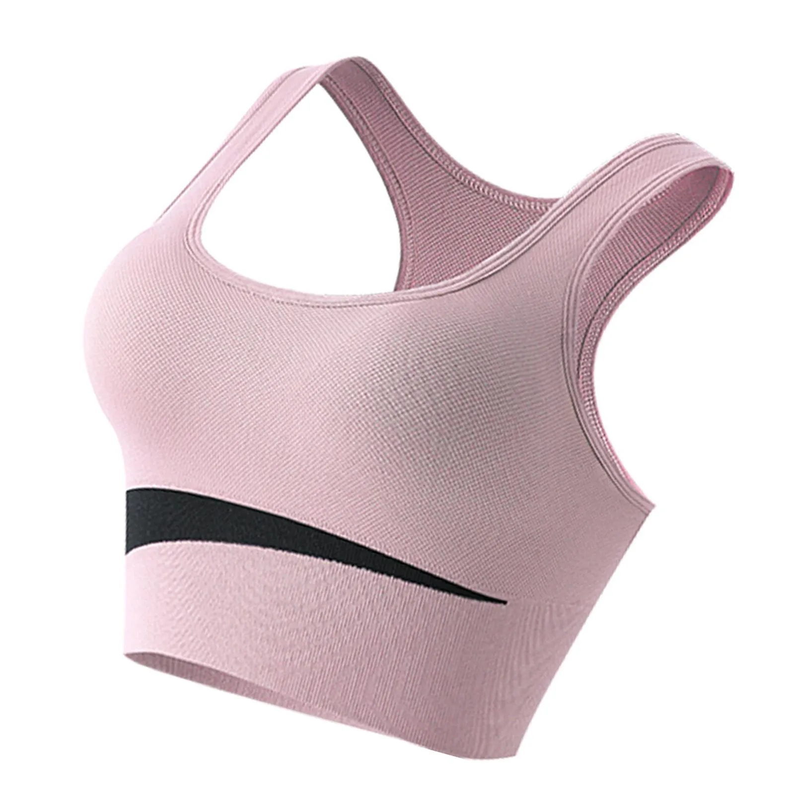 Pink M Sports Bra for Women, U-Shaped Steel Ring, Breathable Nylon, Skin-Friendly, Ideal for Free Running and Gym Athletics