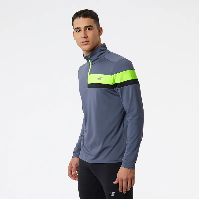 Polerón Running Hombre New Balance Accelerate Half Zip Gris