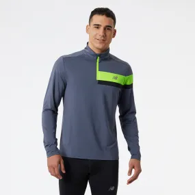 Polerón Running Hombre New Balance Accelerate Half Zip Gris