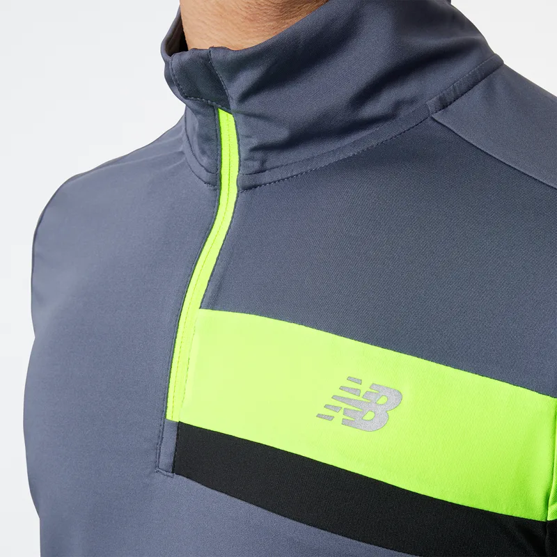 Polerón Running Hombre New Balance Accelerate Half Zip Gris