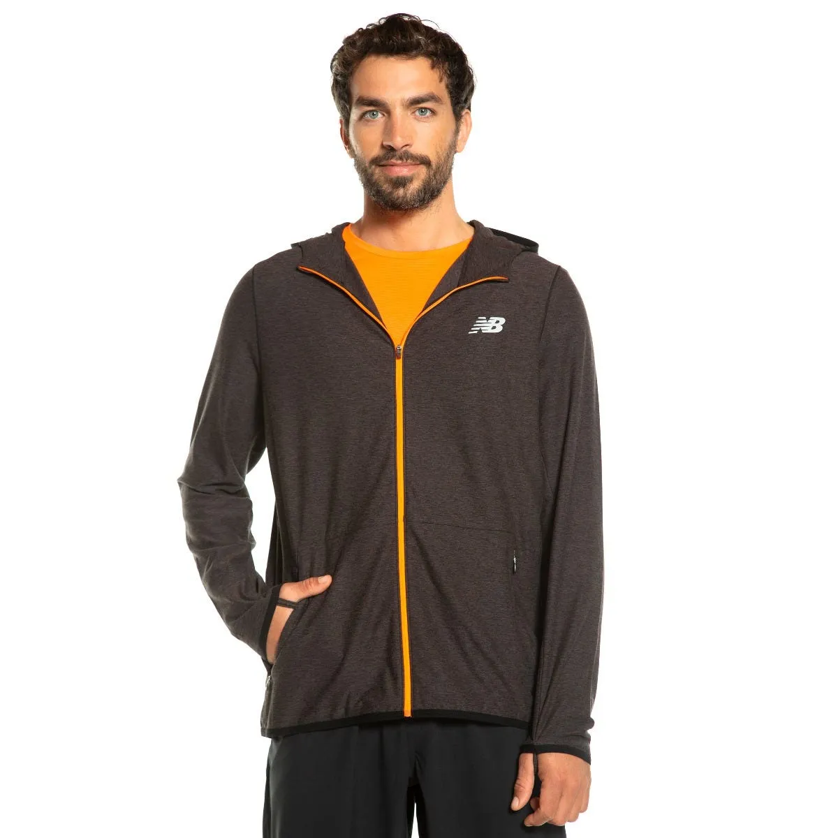 Polerón Running Hombre New Balance Full Zip Negro