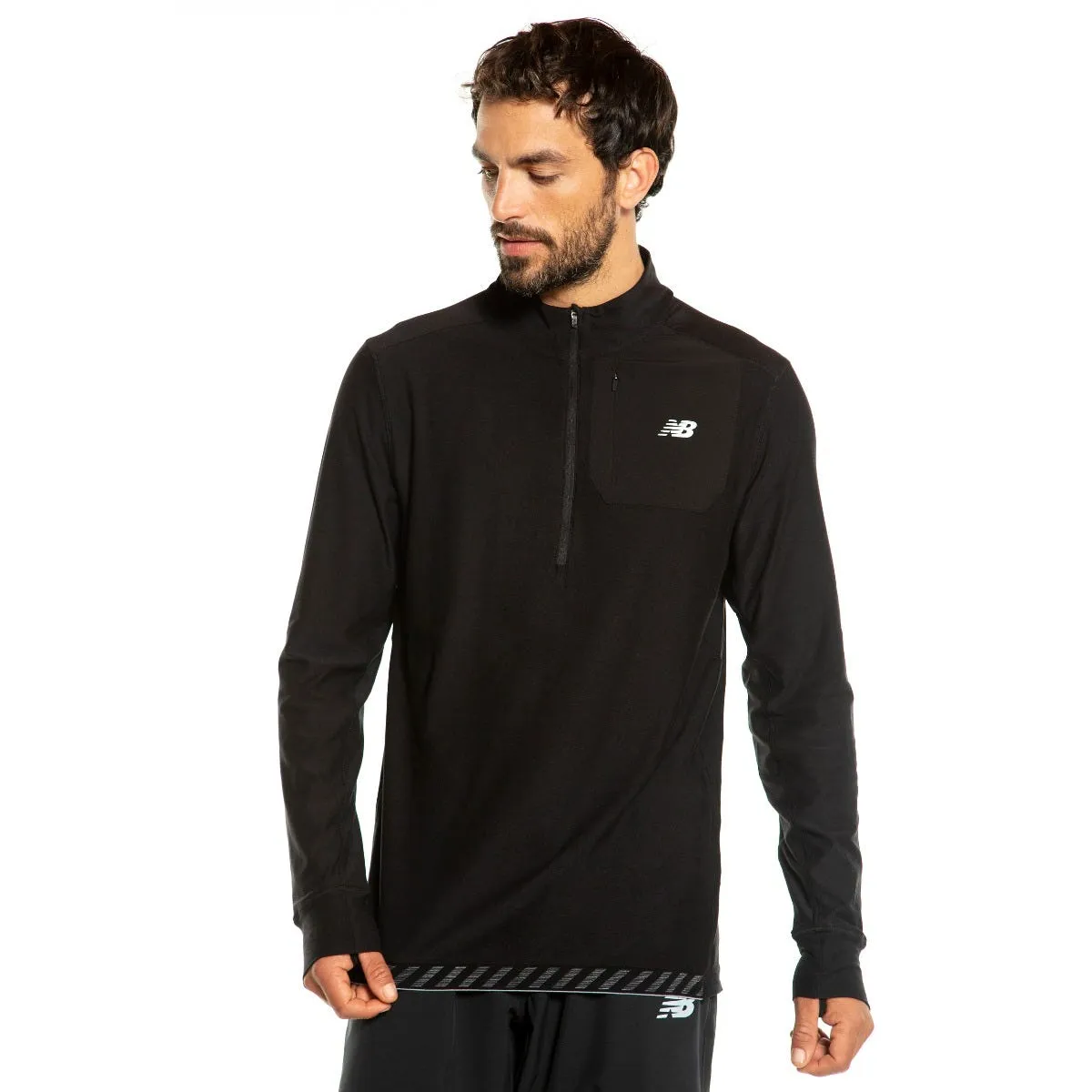 Polerón Running Hombre New Balance Quarter Zip Negro