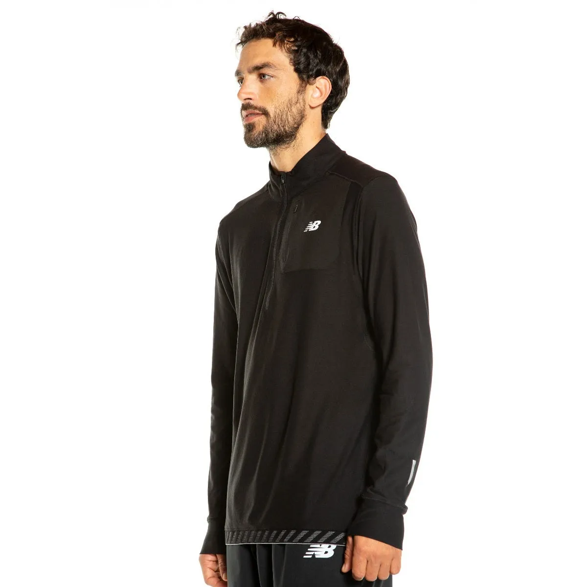 Polerón Running Hombre New Balance Quarter Zip Negro