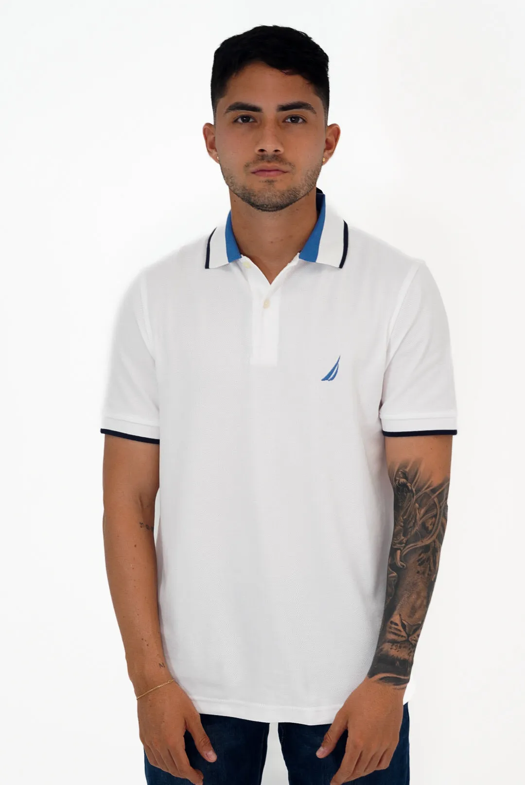 Polo Nautica Hombre Classic Fit White