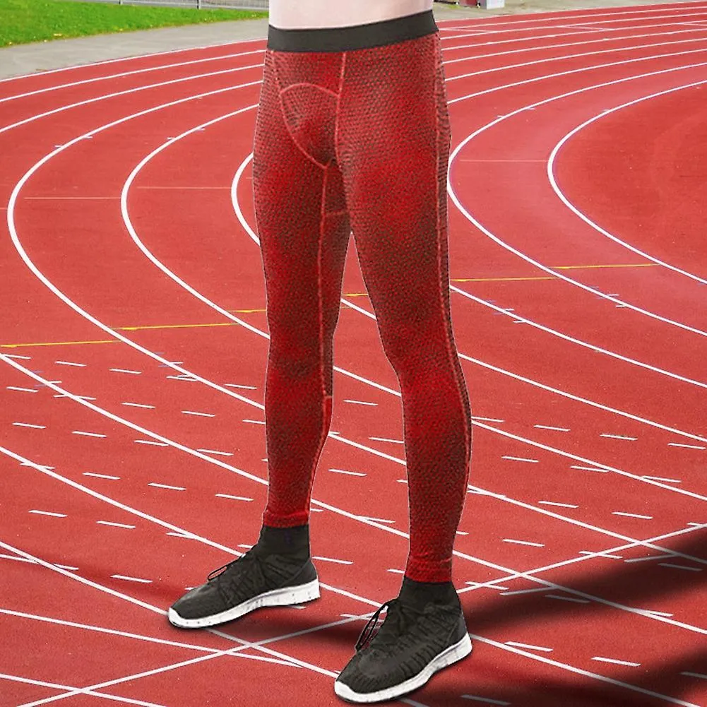 PRO Sports Fitness Running Training Quick Drying Tight Trousers for Men (Red, XXL)