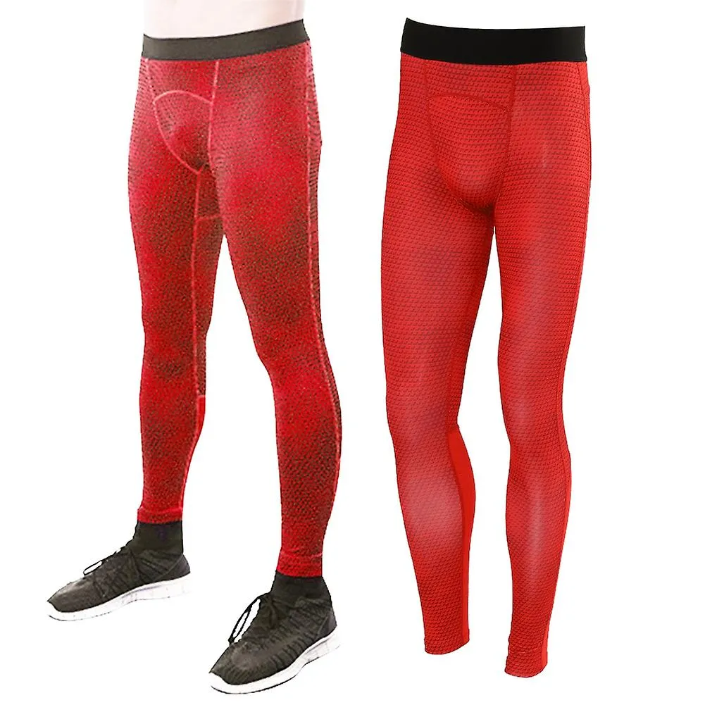 PRO Sports Fitness Running Training Quick Drying Tight Trousers for Men (Red, XXL)