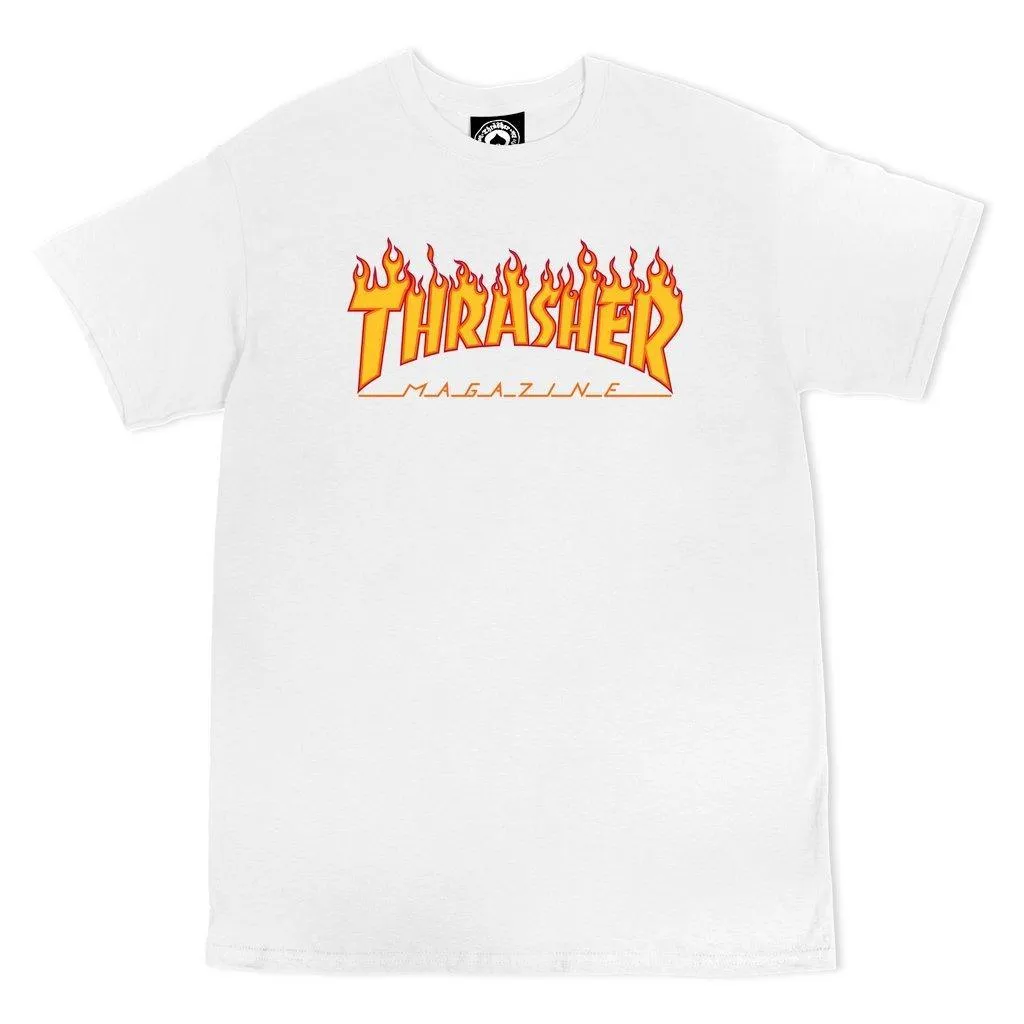 Remera Thrasher Flame Blanco