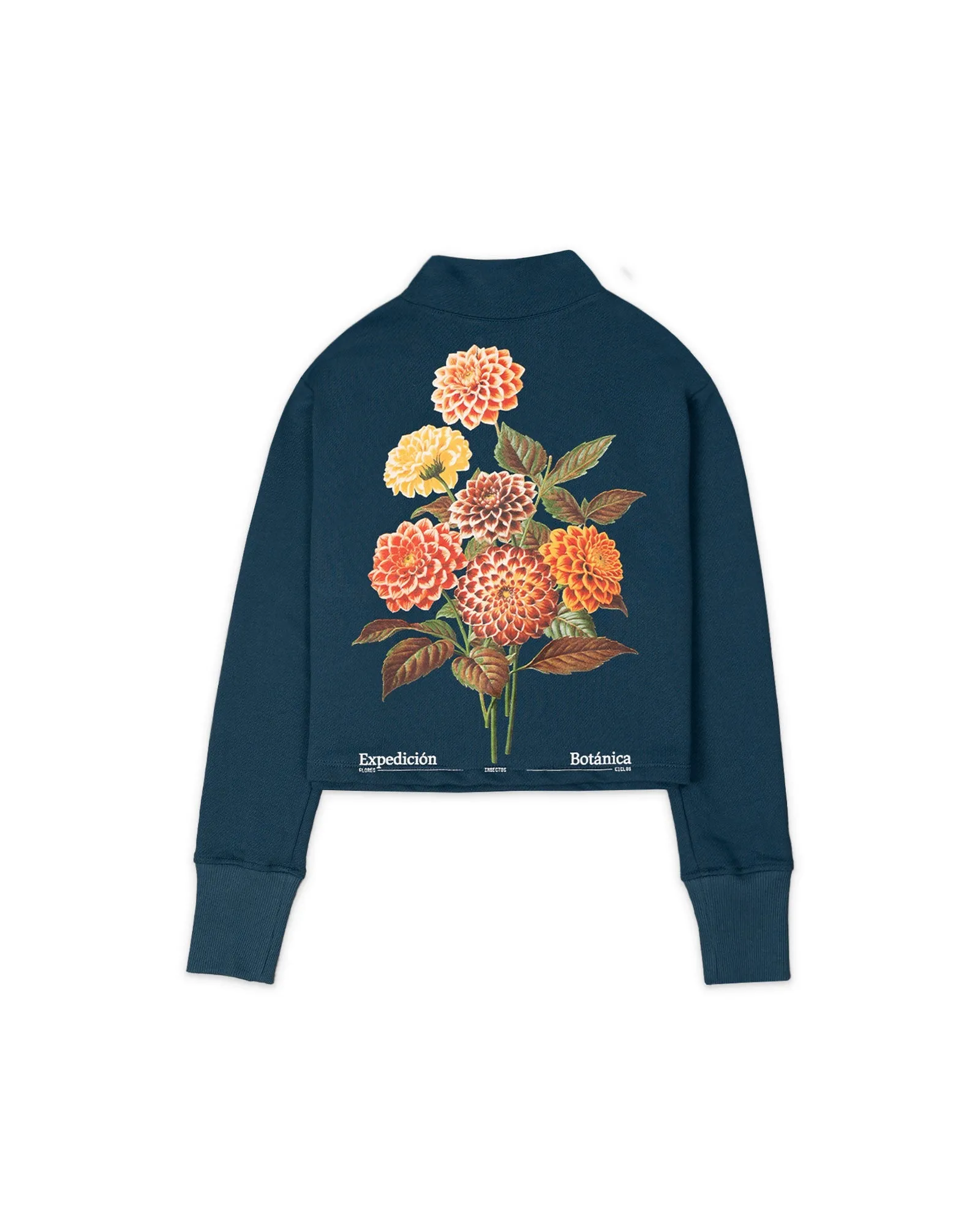 SACO TURTLE NECK CON CIERRE FLOWERS AZUL