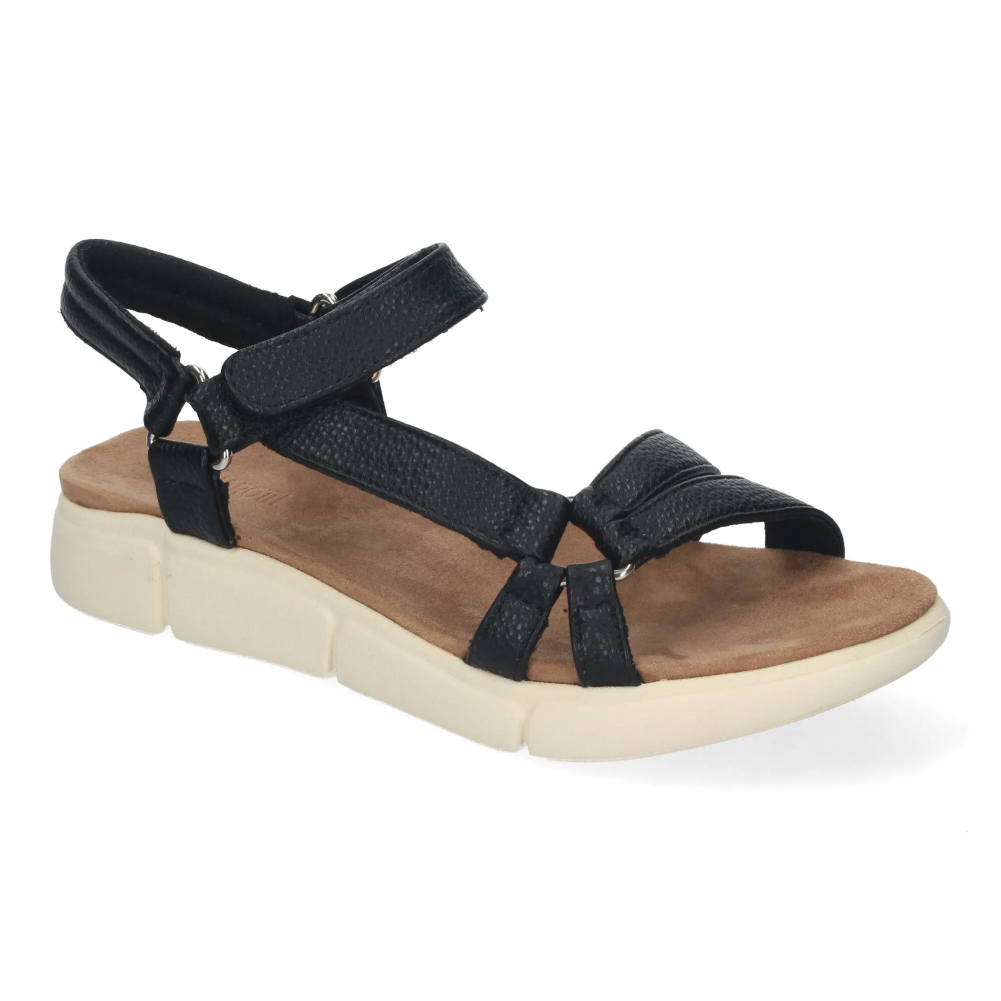 Sandalias planas tiras cruzadas cierre velcro mujer negro AD-3261