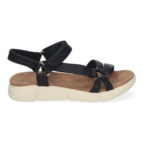 Sandalias planas tiras cruzadas cierre velcro mujer negro AD-3261