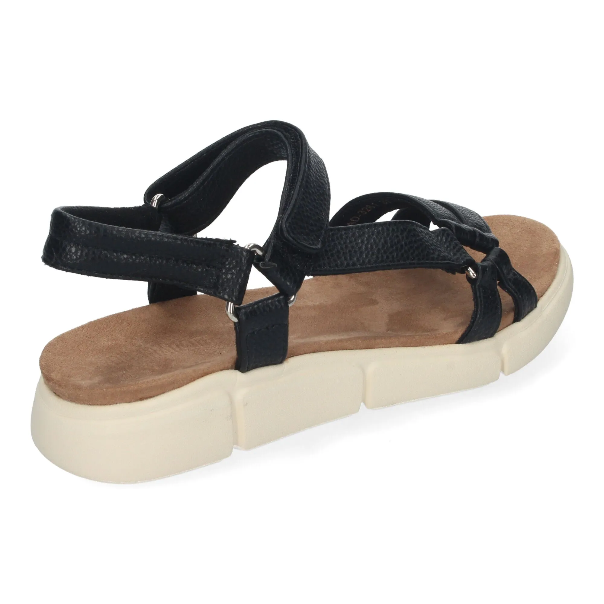 Sandalias planas tiras cruzadas cierre velcro mujer negro AD-3261