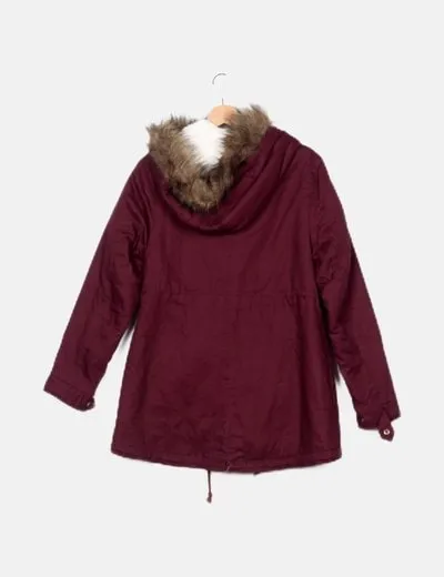 SHEIN Parka casual burdeos