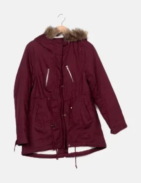 SHEIN Parka casual burdeos