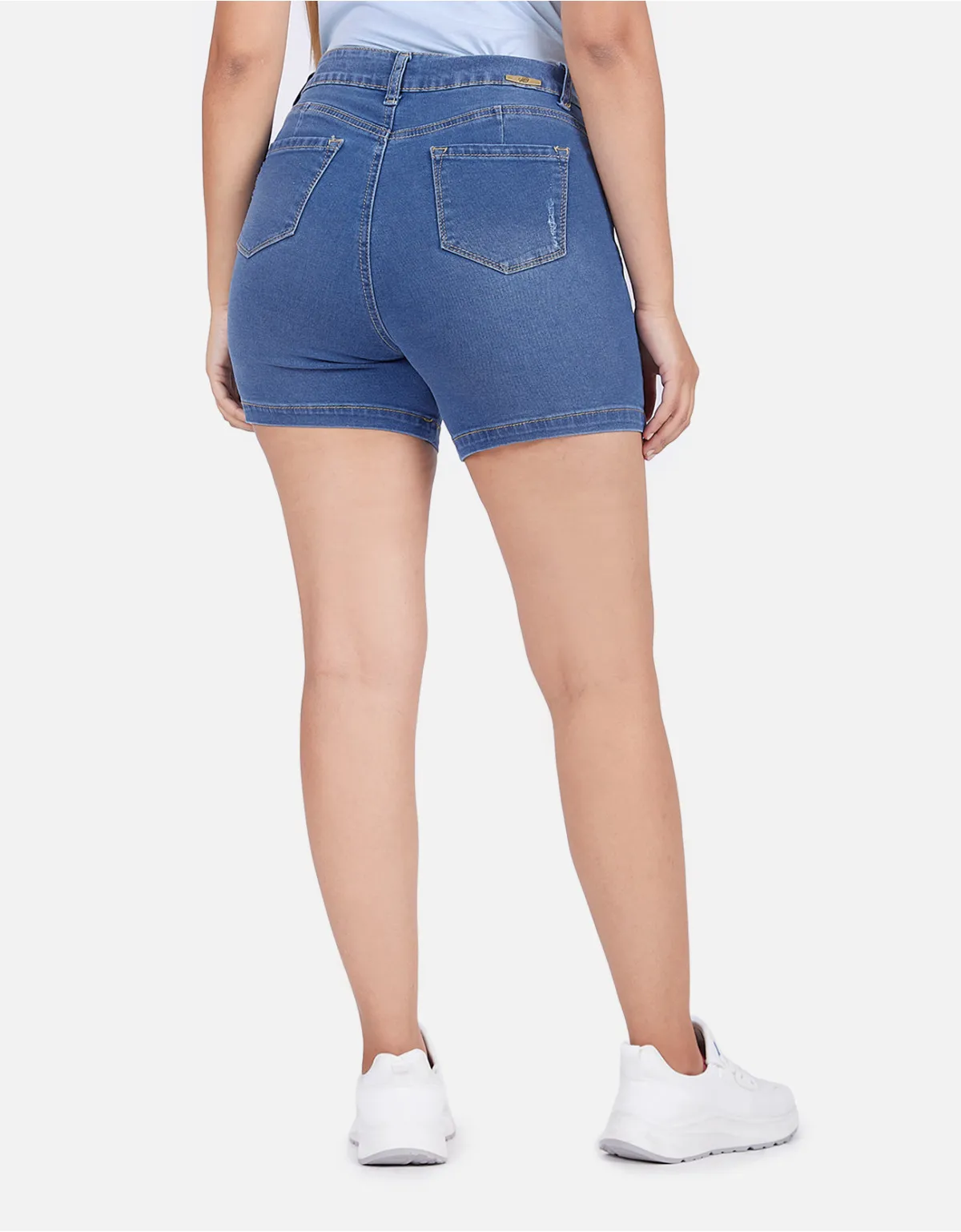 Short jean azul tiro alto