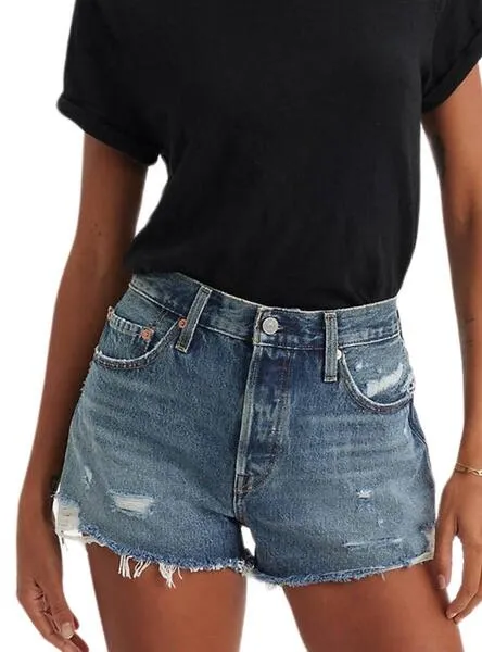 Short Levis 501 Rotos Para Mujer