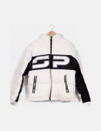 SOUTHPOLE Puffer blanco detalle logo