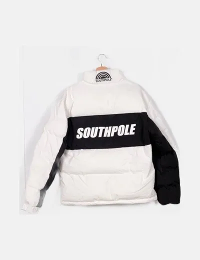 SOUTHPOLE Puffer blanco detalle logo