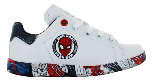 Spider Man Tenis Moda Vestir Casual Marvel Blanco Niño 83633