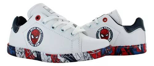 Spider Man Tenis Moda Vestir Casual Marvel Blanco Niño 83633