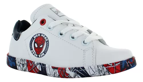 Spider Man Tenis Moda Vestir Casual Marvel Blanco Niño 83633