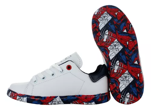 Spider Man Tenis Moda Vestir Casual Marvel Blanco Niño 83633