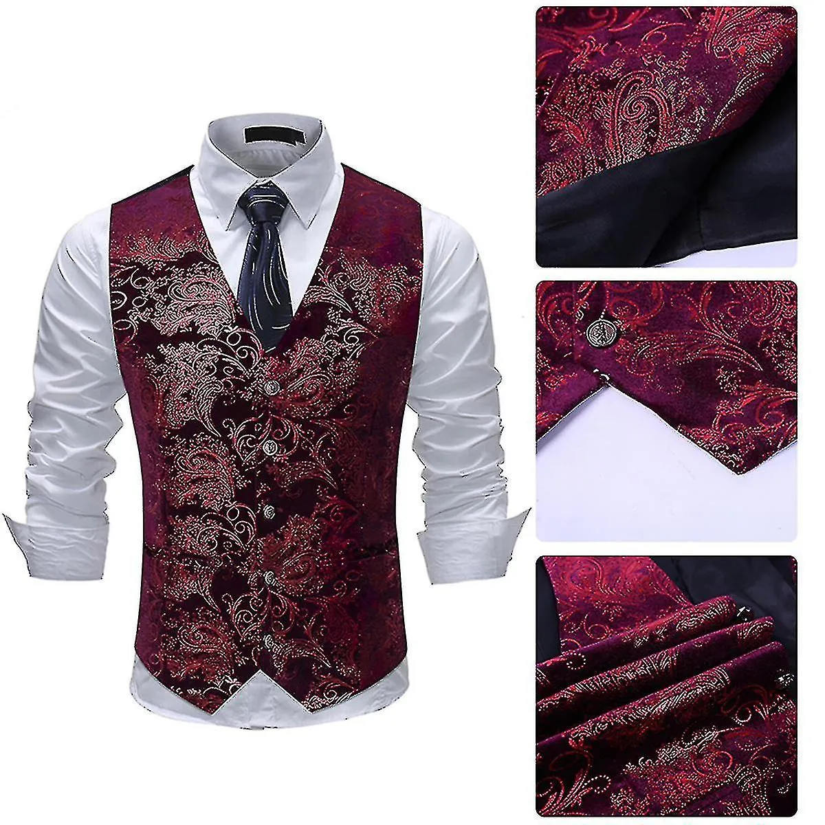 Swotgdoby Men"s Classic Vest Vest For Suits, Wedding Proms, Or Tuxedos