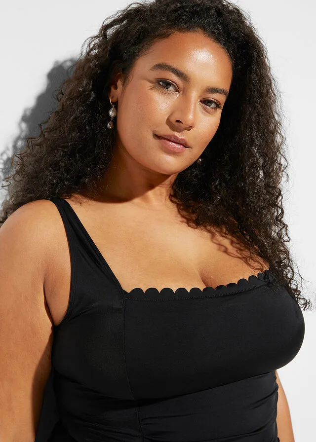 Tankini bandeau (2 piezas) de poliamida reciclada Negro