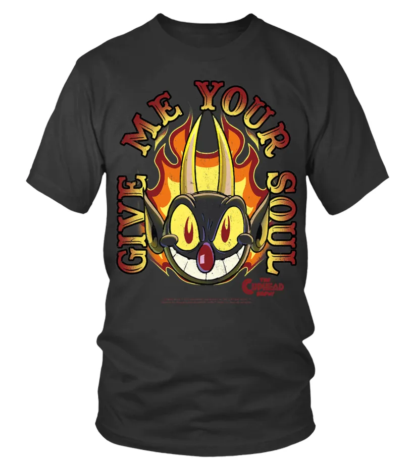 The Cuphead Show! Fiery Devil Portrait Give Me Your Soul! T-Shirt Camiseta cuello redondo Unisex