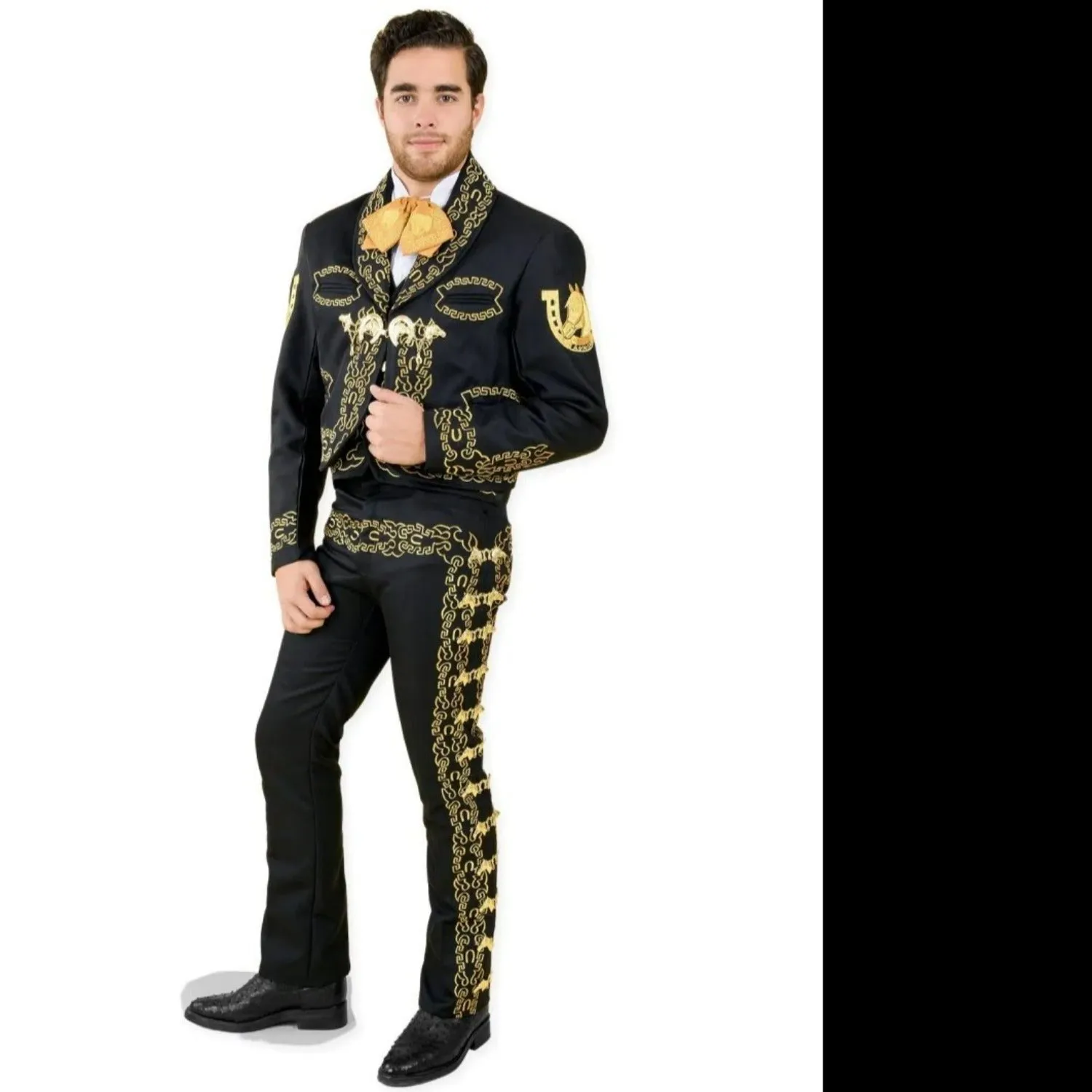 Traje Charro de Gala para Hombre (TODO INCLUIDO) Negro y Oro imp-72176