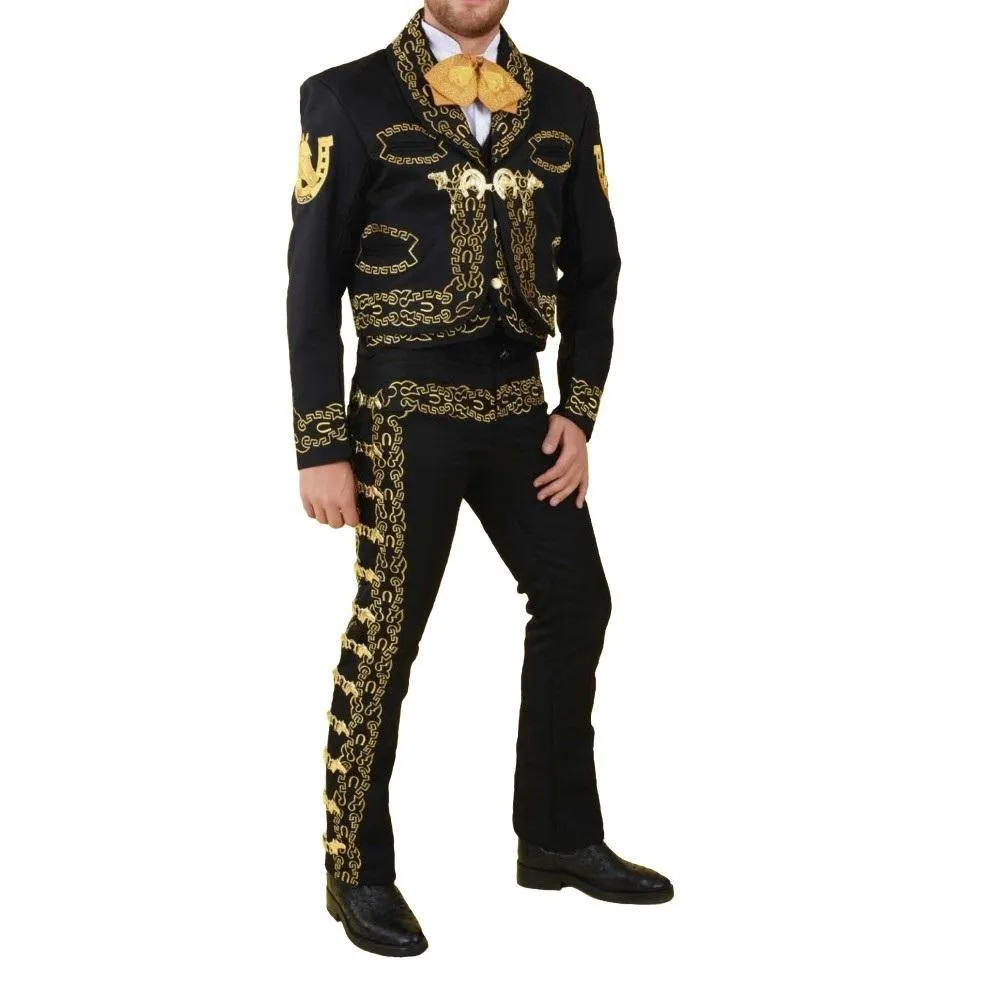 Traje Charro de Gala para Hombre (TODO INCLUIDO) Negro y Oro imp-72176