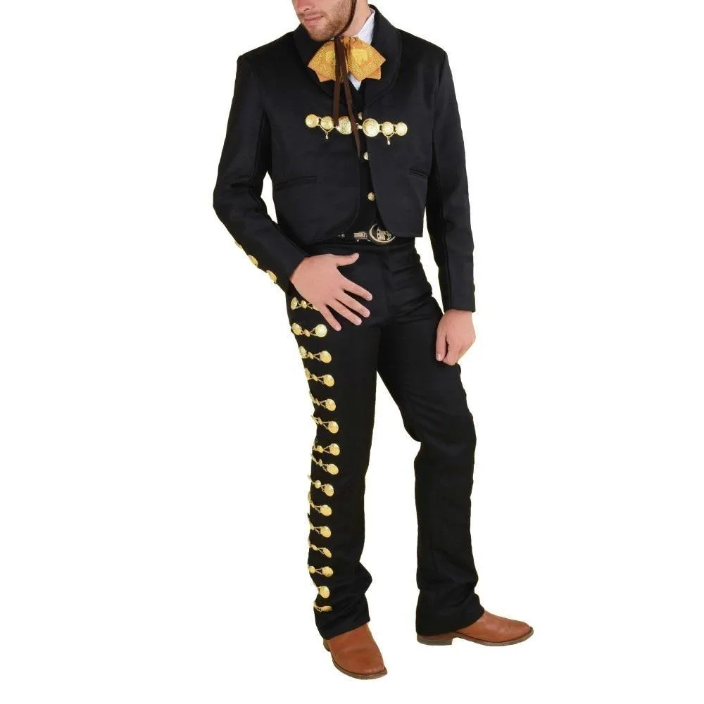 Traje de Charro para Hombre (TODO INCLUIDO) Color Negro y Oro imp-72132