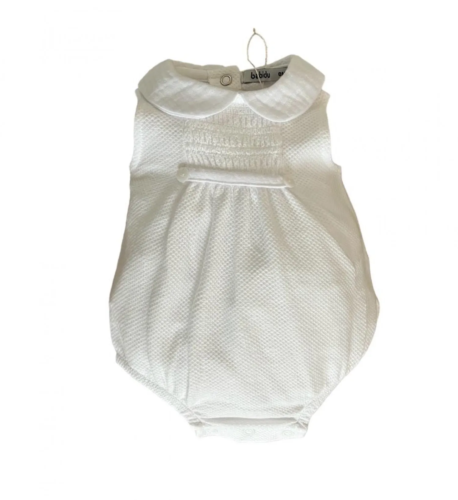 Unisex piqué romper with smock knit