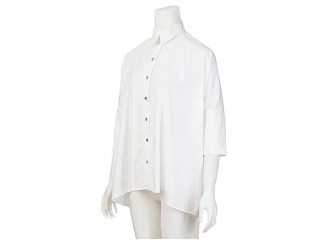 Vestido camisero de popelina de algodón de Maison Martin Margiela Blanco 