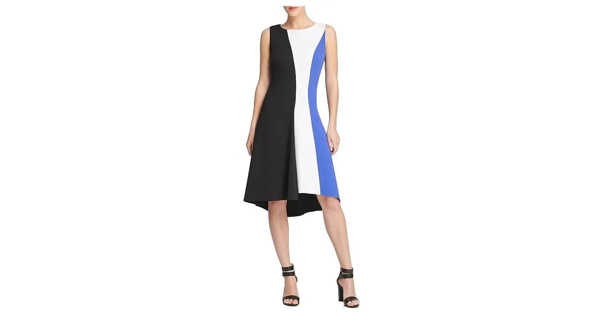 Vestido de Donna Karan Aline Negro Blanco Azul 