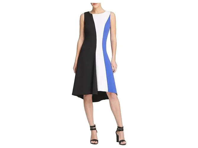 Vestido de Donna Karan Aline Negro Blanco Azul 