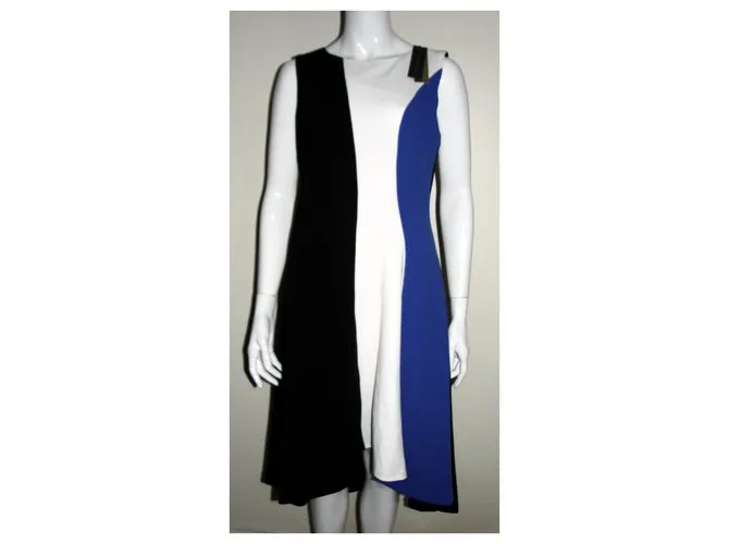 Vestido de Donna Karan Aline Negro Blanco Azul 