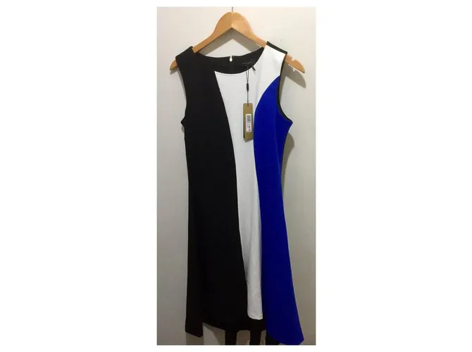 Vestido de Donna Karan Aline Negro Blanco Azul 