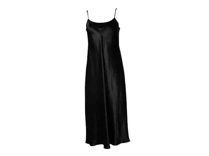 Vince, vestido midi negro brillante 