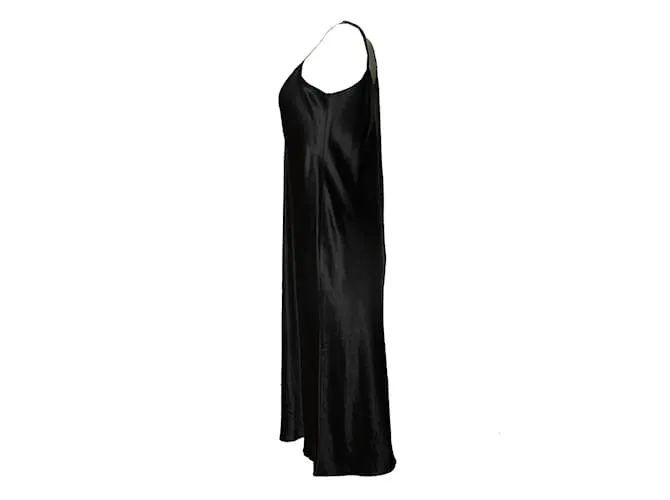 Vince, vestido midi negro brillante 