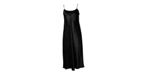 Vince, vestido midi negro brillante 