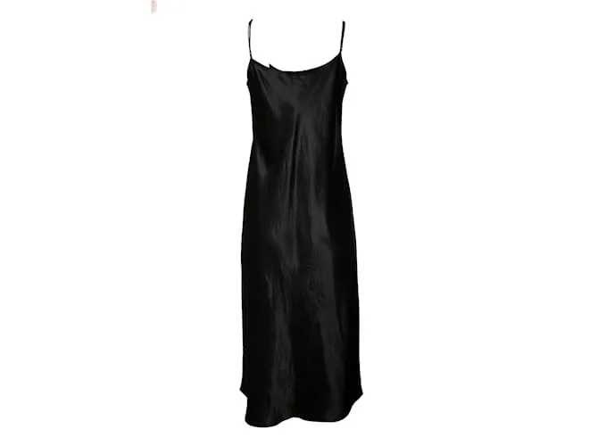 Vince, vestido midi negro brillante 