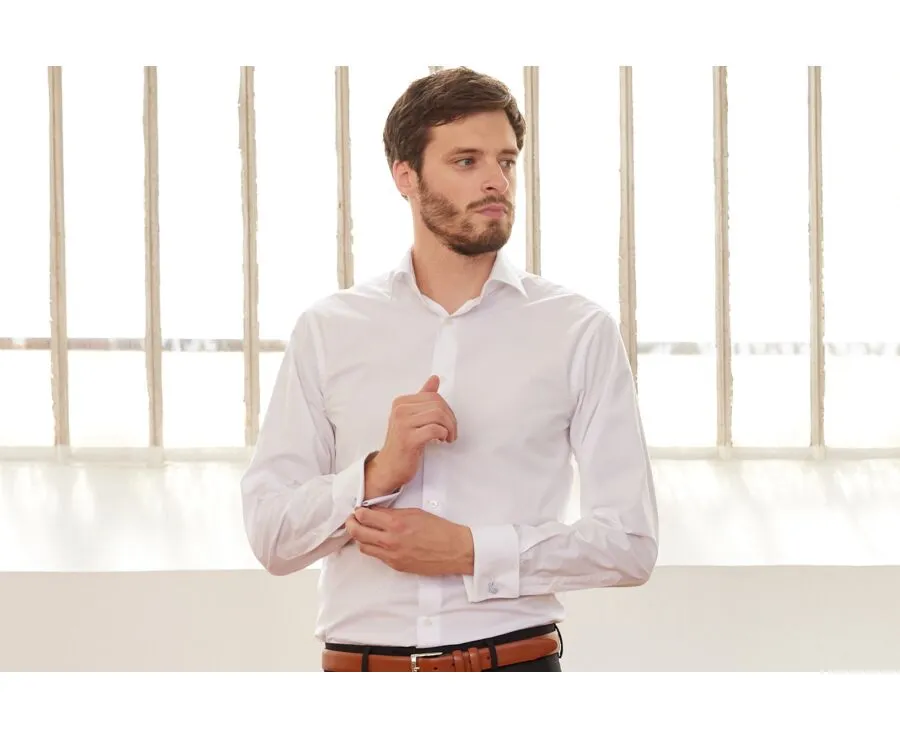 White cotton shirt with Cufflinks - ALBERTINO CLASSIC