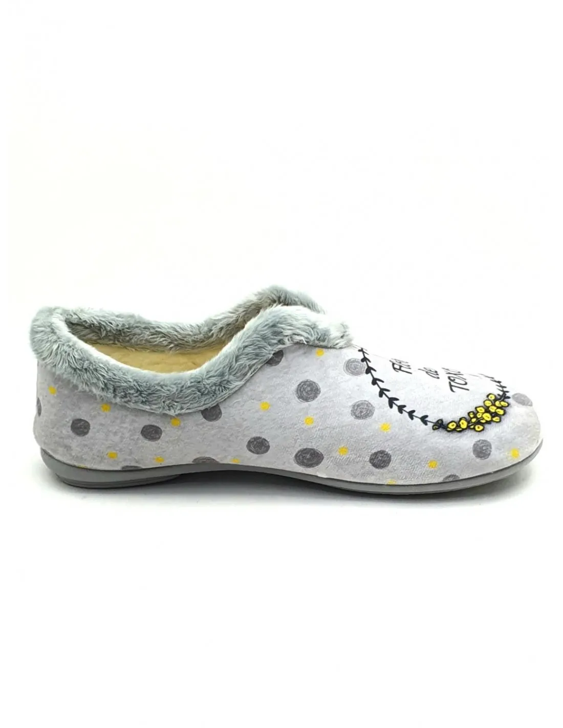 Zapatilla de mujer Sual Slippers en gris claro 6098