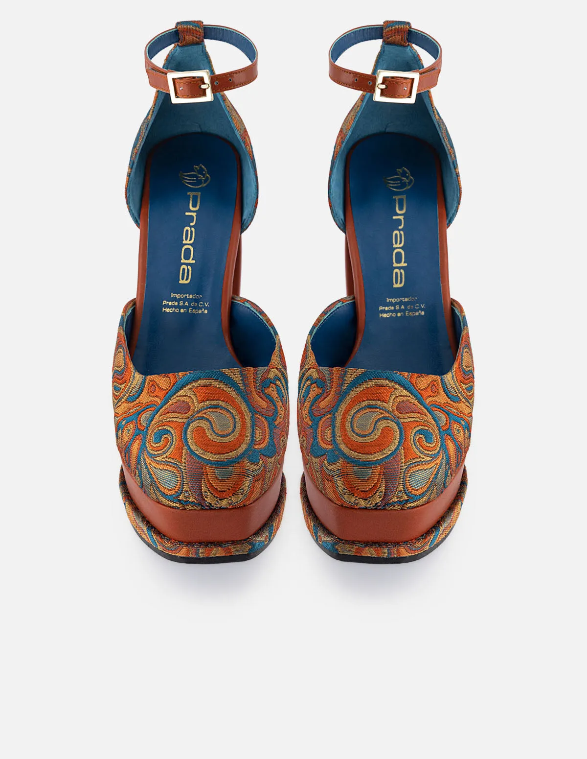 Zapatilla mercedes de textil con detalles en piel para mujer color naranja