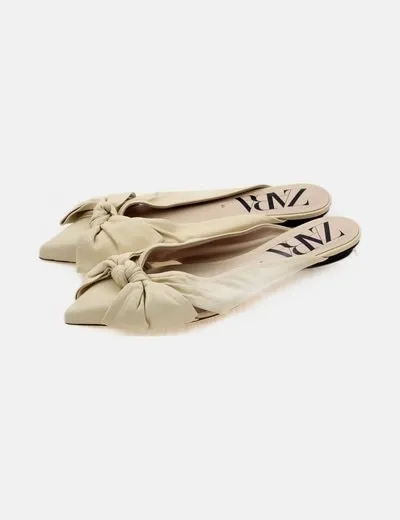 Zara Mule blanco lazo